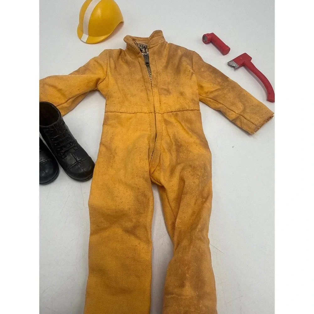 Vintage GI Joe Yellow Jumpsuit Accessory Set‎ Hard Hat Boots Chainsaw